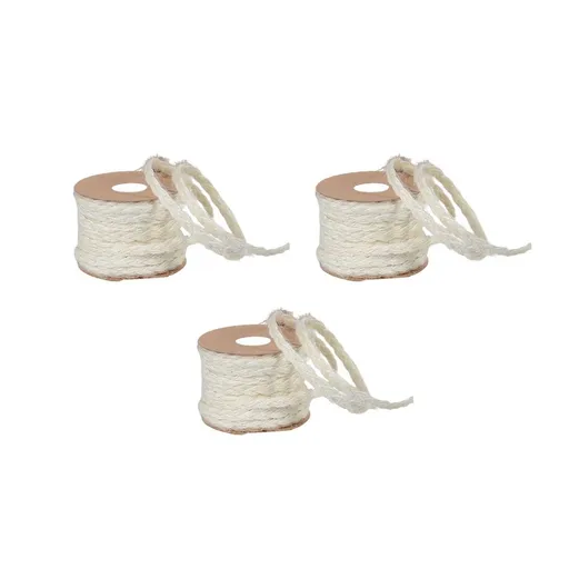 3-Pack 5m Natural Jute Twine White Woven String for Crafts, Wrapping, Packaging and Bundling