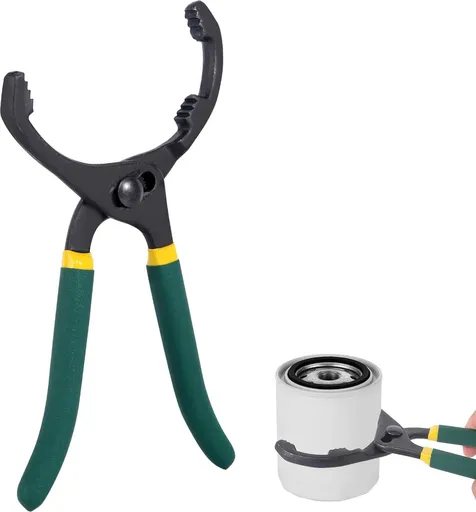 Oil Filter Pliers 10" - Oil Filter Pliers - Oil Filter Wrench - Rubber Handle - Self-clamping - Adjustable Tool - With Non-Slip Grip - Adjustable From 55 mm to 130 mm - Remove Filter Quickly and Without Slipping