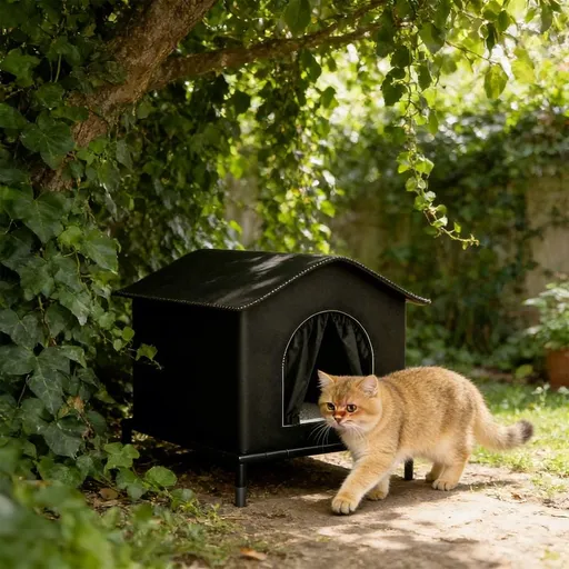 Outdoor Cat House for Feral Cats Waterproof Sun Protection Pet Tent Insulated Shelter All Seasons Foldable Portable Cat Enclosure with Raised Floor for Porch Yard Patio Garden Balcony Garage, Blue