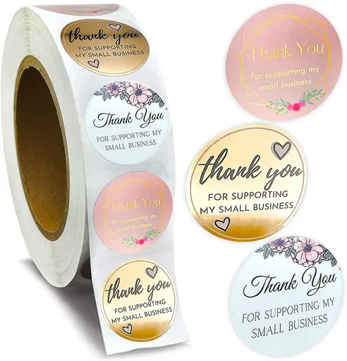 Thank You Label Stickers Roll Store Packing Envelope Seals Stickers Adhesive 1inch Thank You for Supporting My Small Business