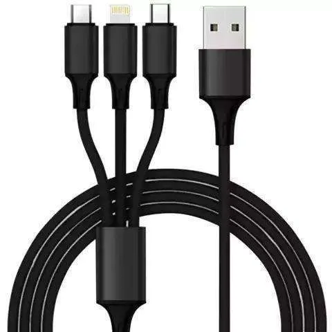 3-in-1 Charging Cable Micro USB Lightning Type-C, Black