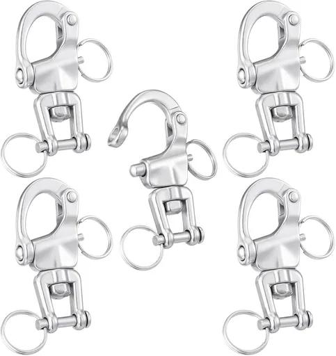 316 Stainless Steel Swivel Snap Shackle Clevis Quick Heavy Duty Release Spring Hook Marine Grade Sailing Halyard Shackle for Boat Rigging Industrial Lifting Climbing