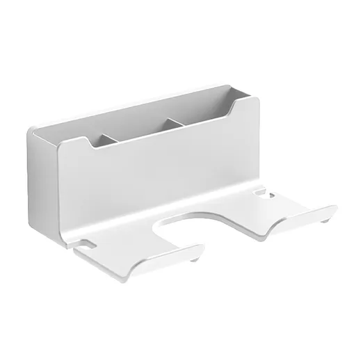 1 Pack Wall Mount Hair Dryer Holder, Self Adhesive Waterproof Rack for Hair Dryers Curling Irons and Straighteners, White