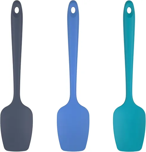 Silicone Spoon Spatula Set, 600ºF High Heat Resistant Food Grade Flexible Rubber Scraper, Cooking Mixing Baking Kitchen Utensils Set of 3 (Multicolors)