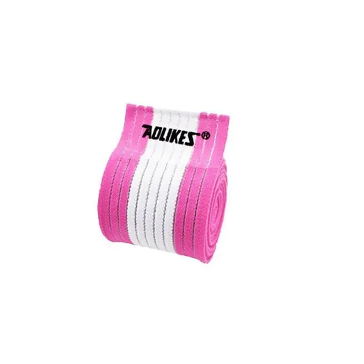 Sports Gym Bandage Wrap Compression Strap Wrist Knee Leg Ankle Elbow Band 180Cm - White+Pink