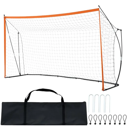 Portable Soccer Goal, 12x6 ft Adults Kids Backyard Soccer Net, Large Practice Soccer Net, Steel Fiberglass Structure Training Goal Set, All-Weather Outdoor Soccer Goals with Carry Bag, Orange