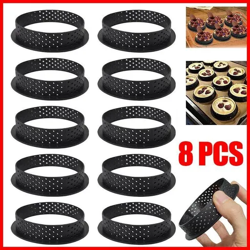 8X Cake Mold Perforated Cutter Round-Shape Mousse Circle Ring Tart Decor Baking