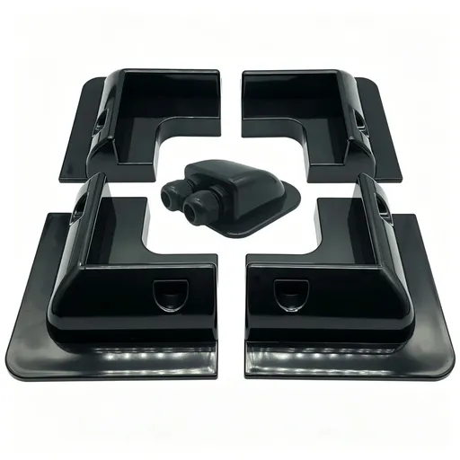 Black 5-Piece Curved Dual-Hole Solar PV Kit | Christmas Durable RV Solar Gift | ABS Bracket & Waterproof Roof Junction Box Set for Campers