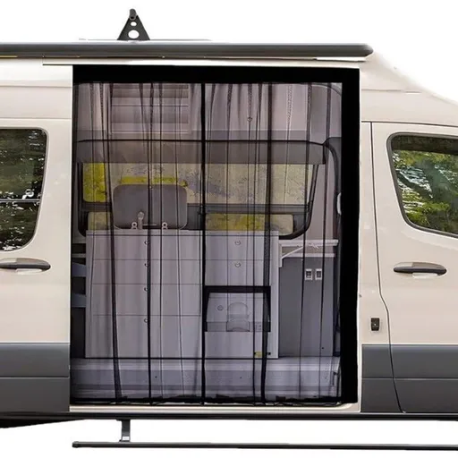 Black Universal Mosquito Net for Car Trunk with Strong Velcro, Compatible with Motorhomes and Camping, 165 × 165 cm