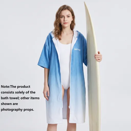 2 pack Quick Dry Microfiber Surf Poncho Towel（Style 1）- Hooded Changing Robe with Zipper - Lightweight Beach Wrap for Swimming Travel