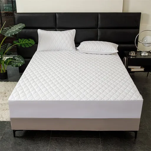 Waterproof Quilted Fitted Sheet Solid Color Toddler Milk white A pair of pillowcases
