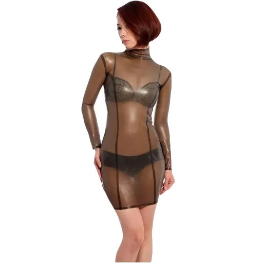 House Of Dasein Women Natural Latex Rubber Dress Transparent Black Tight Costumes Fantasy Fetish - Clear Black - Xs