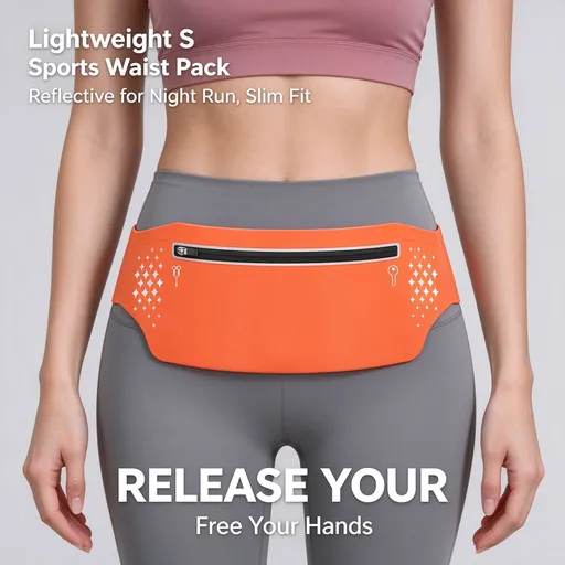 Waist Phone Pouch Slim Close-Fitting Nylon Running Bag Unisex Orange Fits Up To 7.5 Inch 2 Pcs