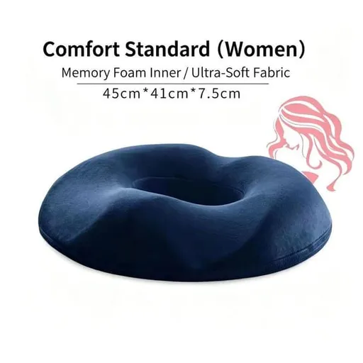 Women Memory Foam Donut Cushion, Orthopedic Pressure Relief Seat Cushion, Breathable Hemorrhoid Coccyx Pain Relief Pad, Postpartum Seat Pad for Office Chair Car Seat, Navy