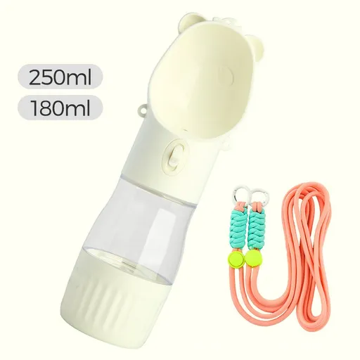 All-in-One Water and Food Pet Travel Cup, Portable Water Dispenser for Dogs and Cats – White