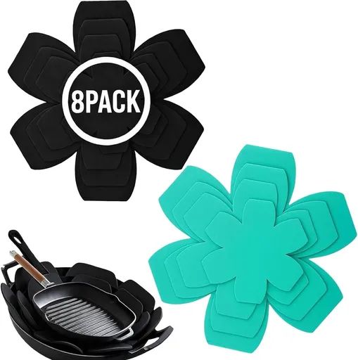 8 Pack Pan Protectors for Stacking, 4 Sizes Heavy Duty Felt Pot and Pan Protectors, Non-Slip Cookware Separators Pads to Prevent Scratching, Pan Stacking Protectors for Skillets, Pots, Bowls