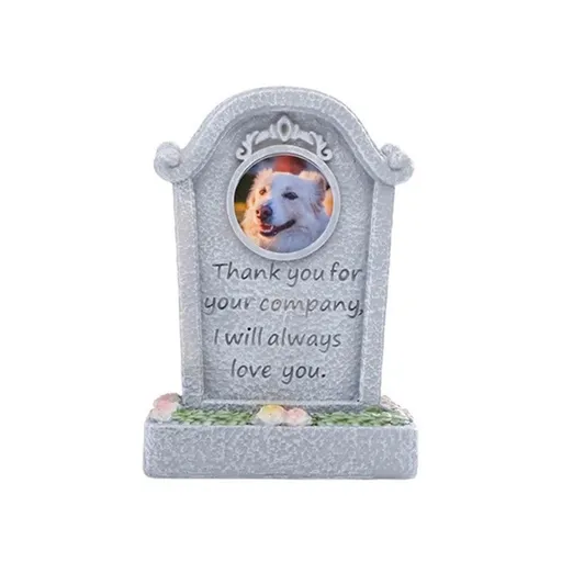 Pet Memorial Stone for Loss of Dog or Cat-Resin Dog Memorial Gifts with Flower Language Design-Heartfelt Pet Loss Sympathy Gift-Dog Passing Away Remembrance Keepsake - Gray - Size Accompany