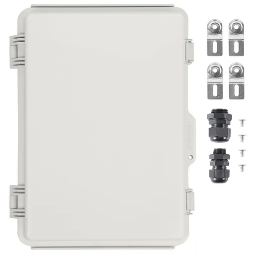Outdoor Electrical Junction Box, 430 x 330 x 180 mm, ABS Plastic Electrical Enclosure Box with Hinged Cover Stainless Steel Latch, IP67 Dustproof Waterproof for Outdoor Electrical Projects, 17 x 13 x 7 inch