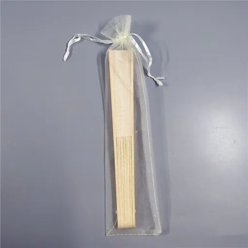 5pcs Cream-Coloured Imitated Silk Fabric Bamboo Folded Hand Fan Bridal Dancing Props Church Wedding Gift Party Favors