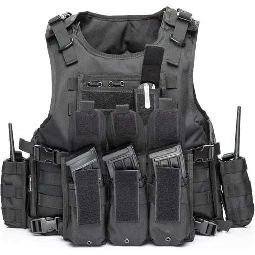 Tactical Vest, Adjustable Plate Carrier for Army, Police, Black