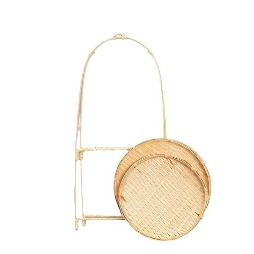 3pc Bamboo Basket Wooden Tray Cupcake Containers Tiered Fruit Basket Fruit Basket for Kitchen Counter Fruit and Vegetable
