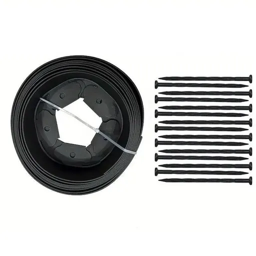 L Shaped Garden Edging Border Grass and Stone Landscape Barrier Retaining Strip - Black