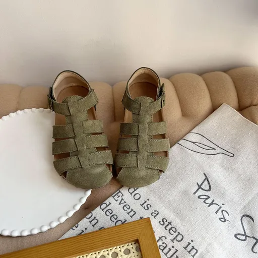 Kwai Kids Leather Shoes Boys Girls Green 24