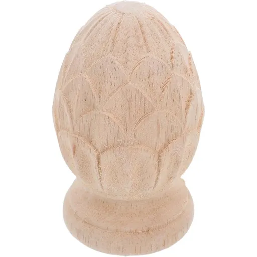 European Style Pineapple Wood Finial for Staircases 3.14 Inch - Carved Column End with Khaki Finish