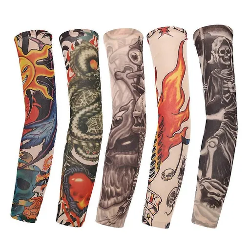 5Pcs Arm Cuffs Tattoo Cover Sleeves Protective Fake Tattoo Look