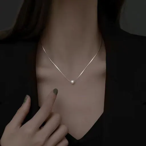 Necklace Women Alloy Bow Water Wave Chain Imitation pearl necklace