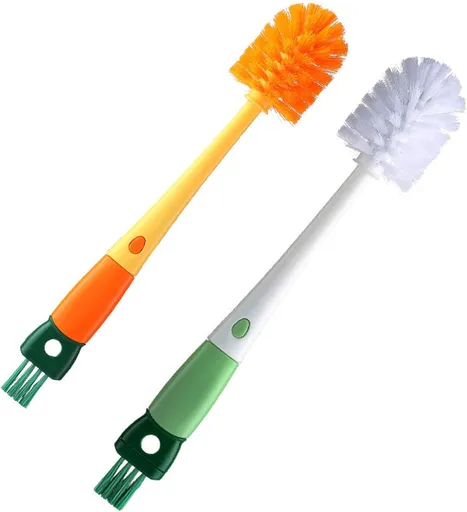 Multi-Role Bottle Brush, Long Handle Brush Cleaner, Flexible Scrub for Water Bottles, Glasswares, Cup, Safe On Multiple Types of Vacuum Baby Vases 2Pcs (4-in-1) 4-In-1