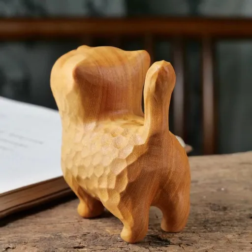 Tiny Cute Wooden Cat, Carved Wooden Model Handmade Cute Cat, Handmade Wood Cat Sculpture Statue, Cat Figurines Home Decor