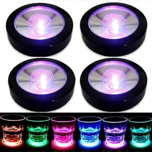4pcs LED Drink Coasters with Light Sensor for Bar Party