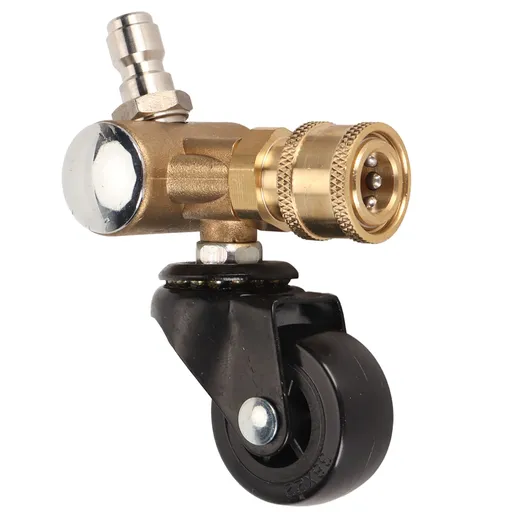 Undercarriage Cleaner Swivel Wheel with 1/4in Quick Connector Brass Pressure Washer Adapter Joint Wheel Attachment for Road Cleaning