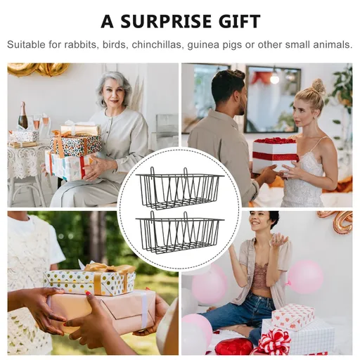 Pet Cage Supply 2pcs Rabbit Rack Wrought Iron Hanging Storage Rack Rabbit Feeder Racks Storage basket