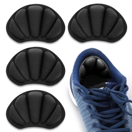 2 Pair Heel Grips Shoes Pads for Shoes Too Big Self-Adhesive Foot Cushions Pads for Women Men Thick Shoe Inserts Back (Black)