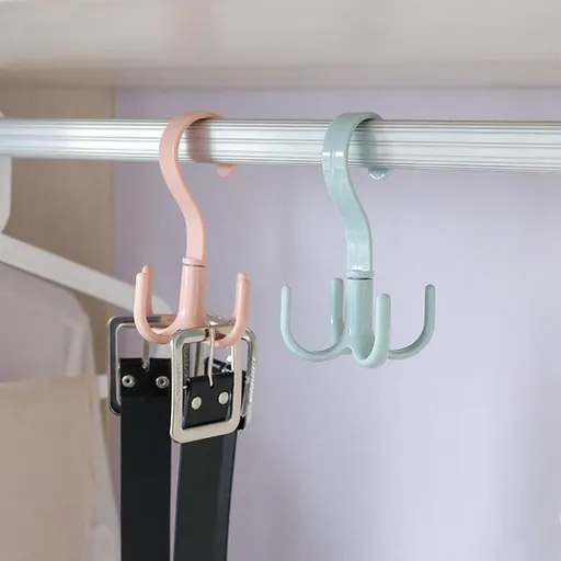 4 PCS Generic Space Saving Multi-Hook Rotating Clothes HangerRotating Belt Hanger 360掳Rotatable Laundry Sock Drying Hanger