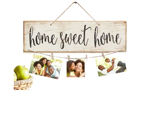 Vintage Sweet Home Letter Printed Wooden Wall Hanging Decor Photo Clip Ornament