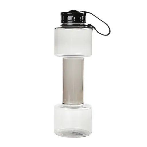 Portable Kettle , Water Bottle Multifunctional Water Bottle Dumbbell Shaped Drinking Bottles Leakproof Bottle Drinking Bottle for Gym School Cycling Outdoor Sports and Capacity Grey