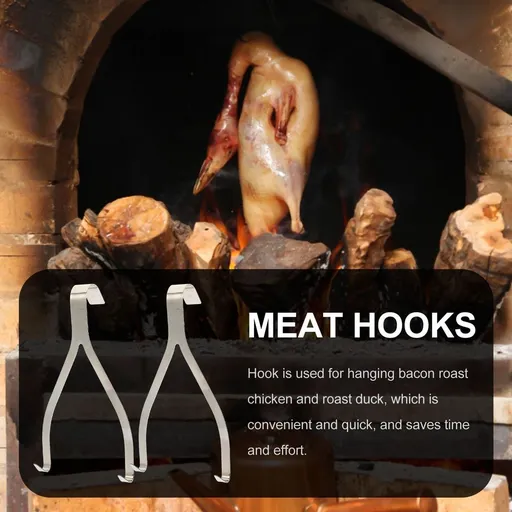 2-Pack Stainless Steel Meat Hangers, Rust-Resistant Kitchen Hooks for Easy Cleaning and Use