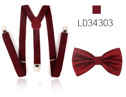 Adult Polyester Suspenders Bow Tie Set 2.5cm LD34303