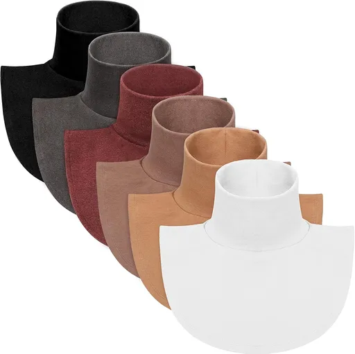 6 Pcs Women Fake Collar Detachable Dickey Collar Solid Turtleneck Mock Turtleneck Dickey Half Blouse Neckband
