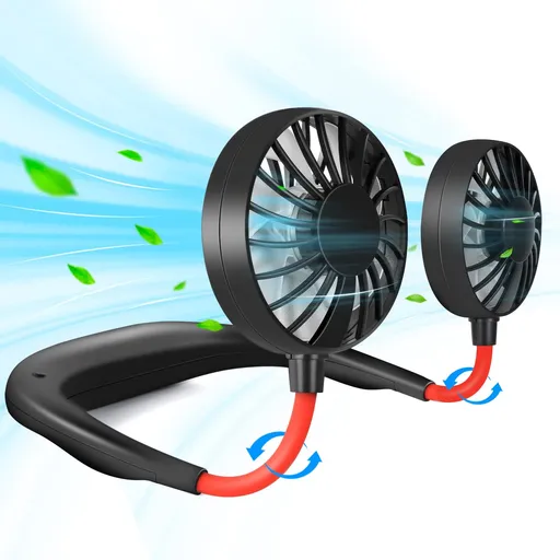 Neck Hanging Fan Foldable 360° Rotating USB Rechargeable Mini Fan for Cooling White