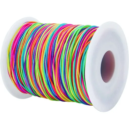 65 Meters Rainbow Elastic Cord Pony Bead String Rainbow Elastic String Bead Elastic Cord Stretchy Bracelet String for Jewelry Bracelet Making, Necklace String and Crafts