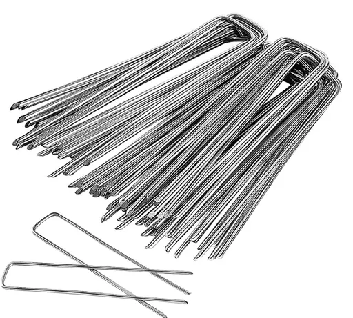 60 Packs 6 Inches Heavy Duty 11 Gauge Galvanized Steel Garden Stakes Staples Securing Pegs for Securing Weed Fabric Landscape