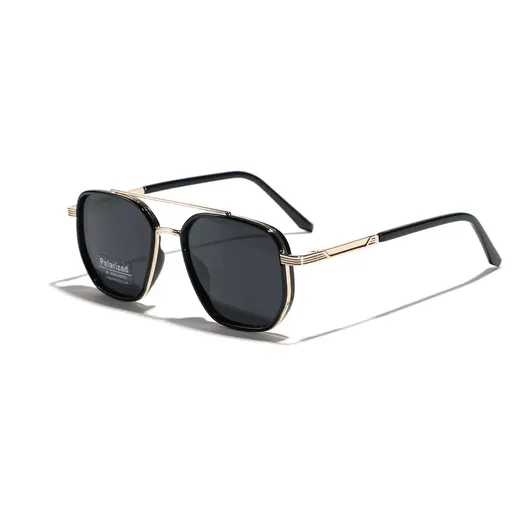 Gold and black Rectangular Sunglasses – Classic Frame Design with Adjustable Nose Pads for Daily Wear