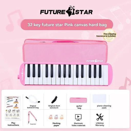 32-key melodica, student melodica, children melodica, beginner musical instrument, classroom instrument, melodica with blow-tube, melodica with mouthpiece, kids keyboard harmonica, school music supply, melodica for kids Australia - Pink - Size 32