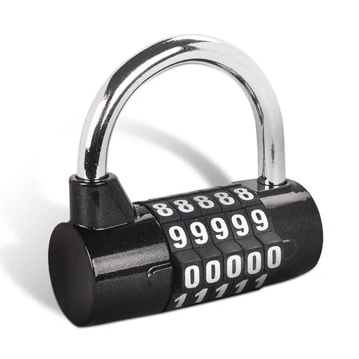 5 Digit Combination Lock,Gym Padlock,Replaceable Combination Lock,Suitable for School Lockers,Tool Boxes,Fences,Black(1 Pack)