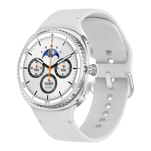 Watch8Classic-SU02 Smart Watch, Full Touch Screen Silicone Sports Wrist Watch for Men Women,White
