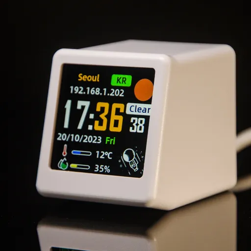 2pc Mini Smart Wi-Fi Weather Station Clock - Desktop Digital Clock with HD IPS Screen, Customizable GIF Display & 3-Day Forecast(White)